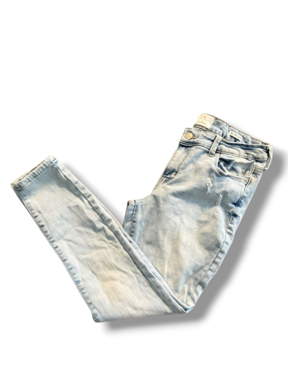 True Craft Light Blue Mid Rise Skinny Distressed Jeans